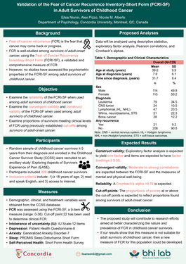 Decorative image for session Validation of the Fear of Cancer Recurrence Inventory-Short Form (FCRI-SF) in Adult Survivors of Childhood Cancer