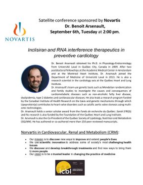 Decorative image for session  conférence satellite supportée par Novartis: Inclisiran and RNA interference therapeutics in preventive cardiology